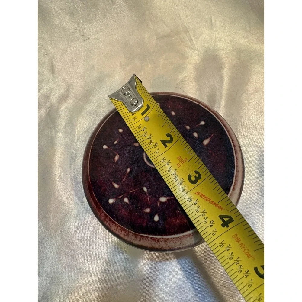 Vintage Studio Art Pottery Hand Painted Made Covered Dish Bowl Trinket Signed